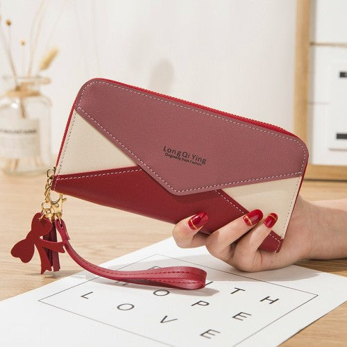 RED Stylish Tri-Fold PU Leather Wallet