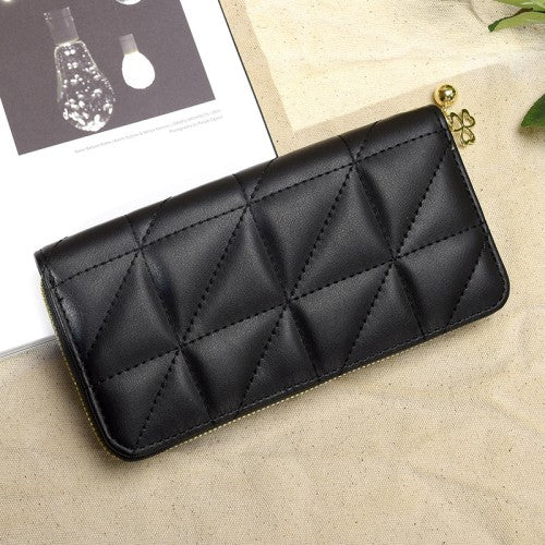 Unisex Geometric Patterned Zip-Around Wallet