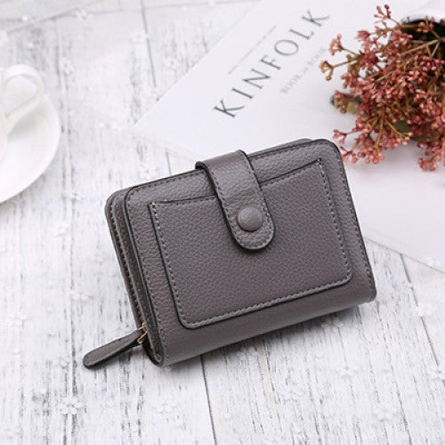 -LIGREY Ladies' Simple PU Leather Short Zipper Purse