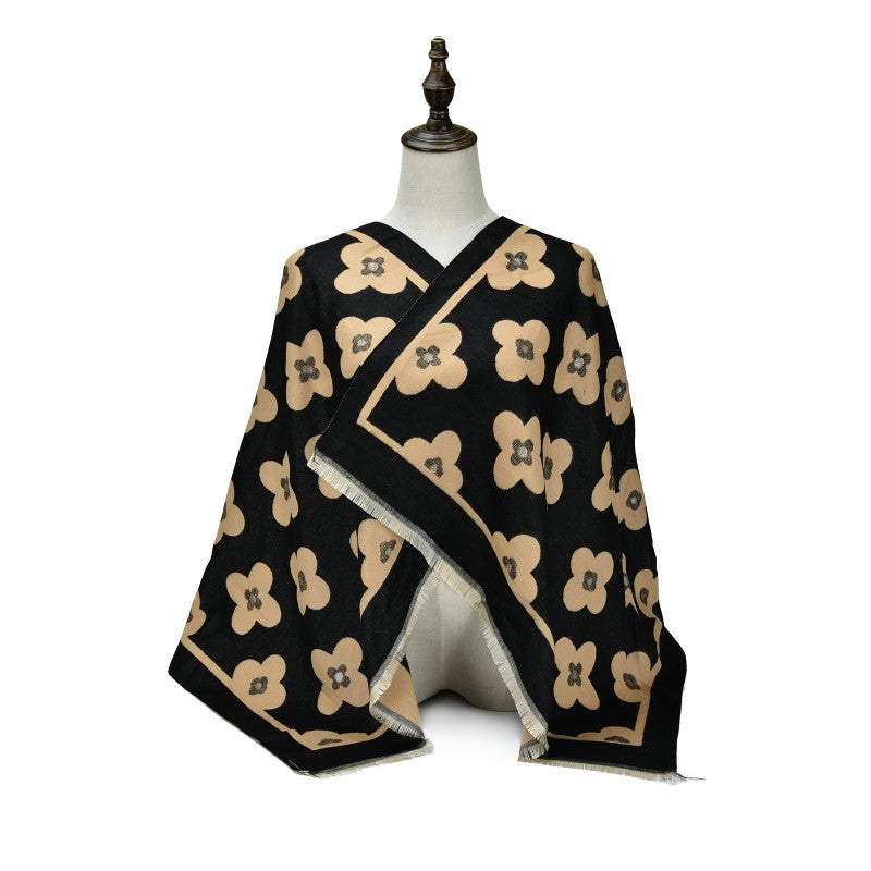 Classic women Floral Motif Cashmere Shawl