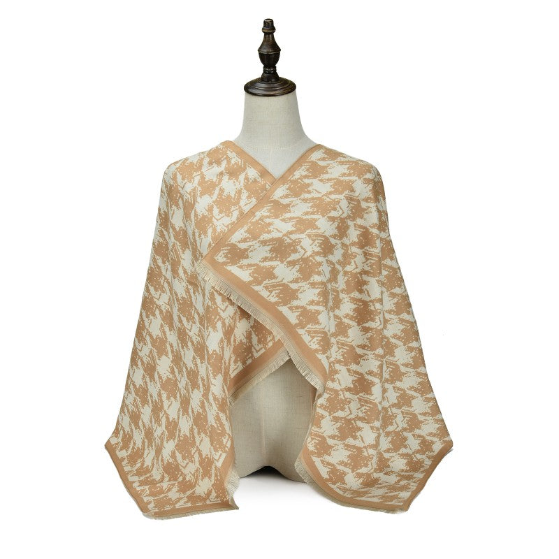 Elegant Houndstooth Cashmere women Shawl