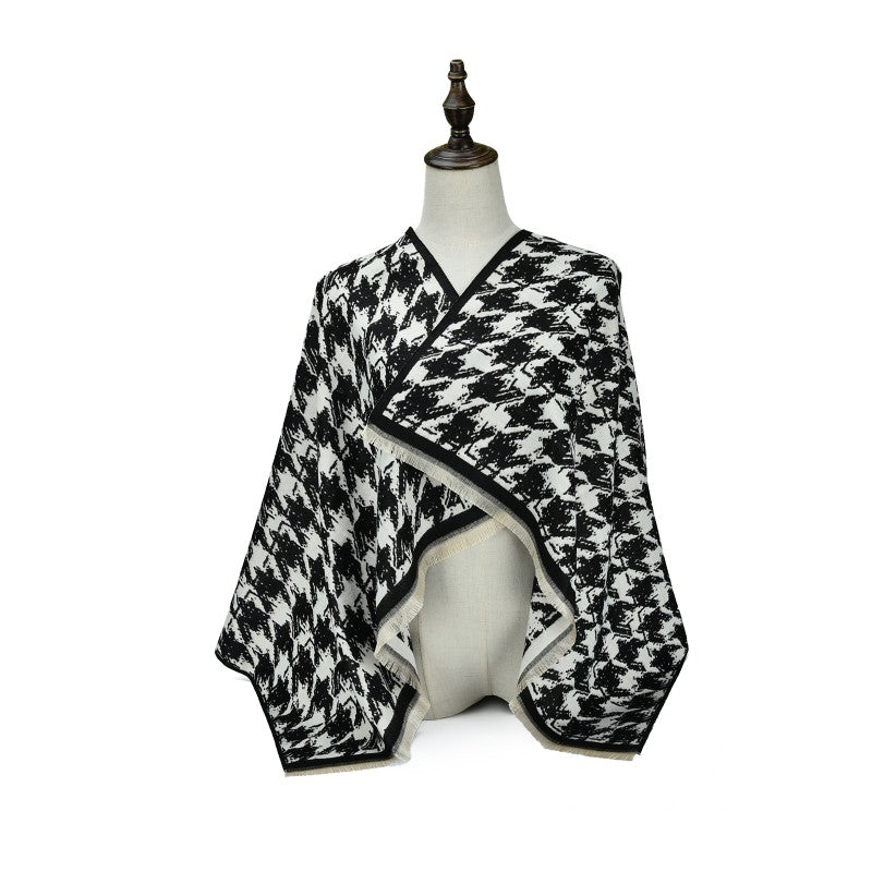 Elegant Houndstooth Cashmere women Shawl