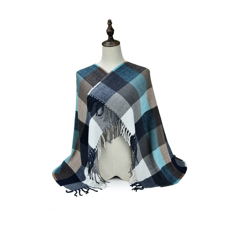 Women Classic Plaid Cashmere Shawl