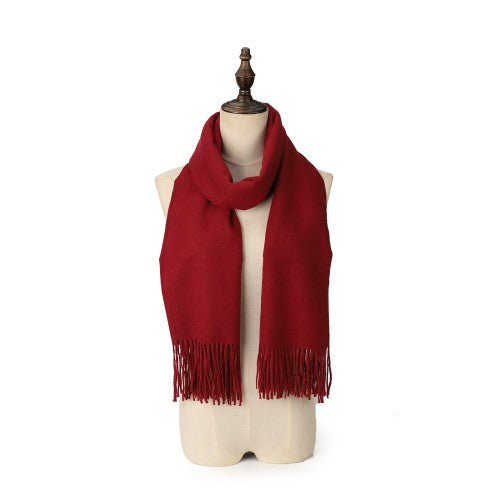 SF1609-BURGUNDY Solid Color Warm Cashmere Scarf