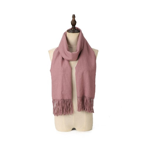 SF1609-ROSE Solid Color Warm Cashmere Scarf