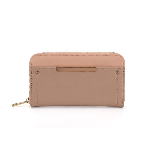 Beige - Fashion Long Wallet With Studs Decoration