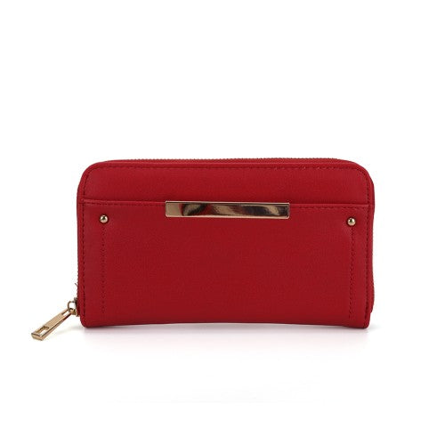 RED - Fashion Long Wallet With Studs Decoration