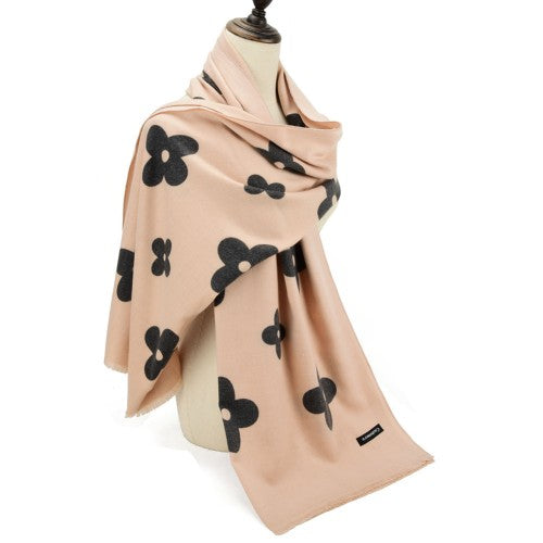 SF1214-2-PINK Floral Pattern Fashion Cashmere Scarf