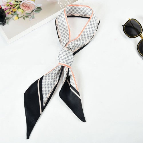 SF1271-GREY Attractive Fashion Style Striped Houndstooth Scarf