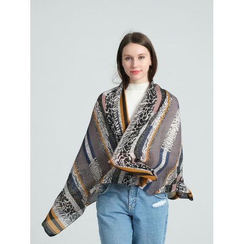 SF1286-BLACK Woman Fashion Style Shawl With Bark Texture