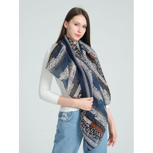 SF1286-NAVY Fashion Colorful Style Lady Scarf