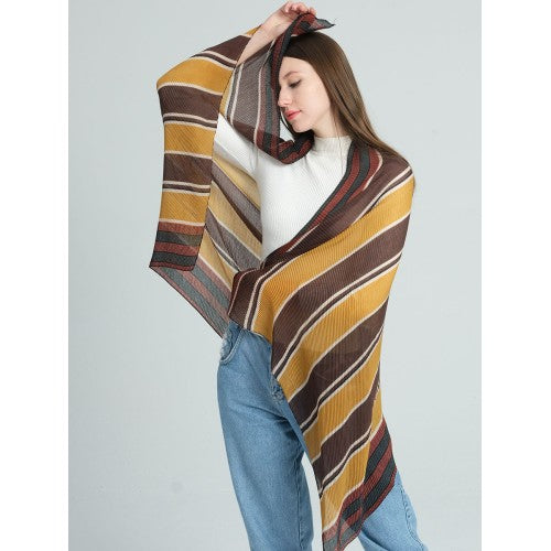 SF1287-BURGUNDY Lady Winter Large Shawl With Elegant Color Stripes