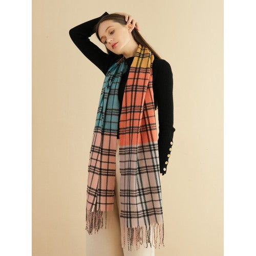 Timeless Plaid Cashmere Scarf-PINK