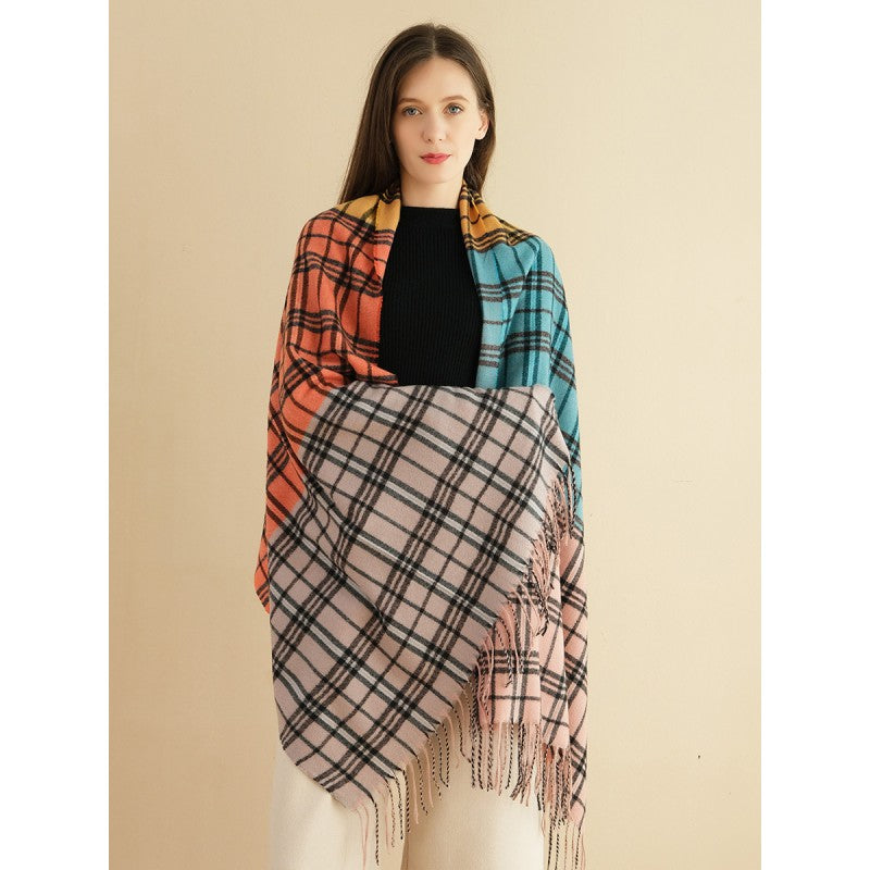 Timeless Plaid Cashmere Scarf-PINK