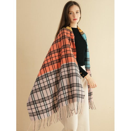 Timeless Plaid Cashmere Scarf-PINK