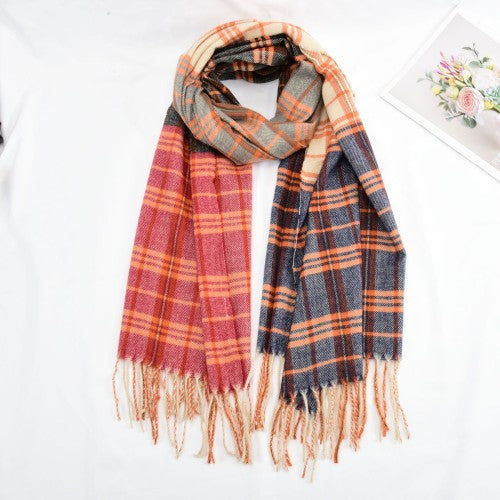 Timeless Plaid Cashmere Scarf-RED