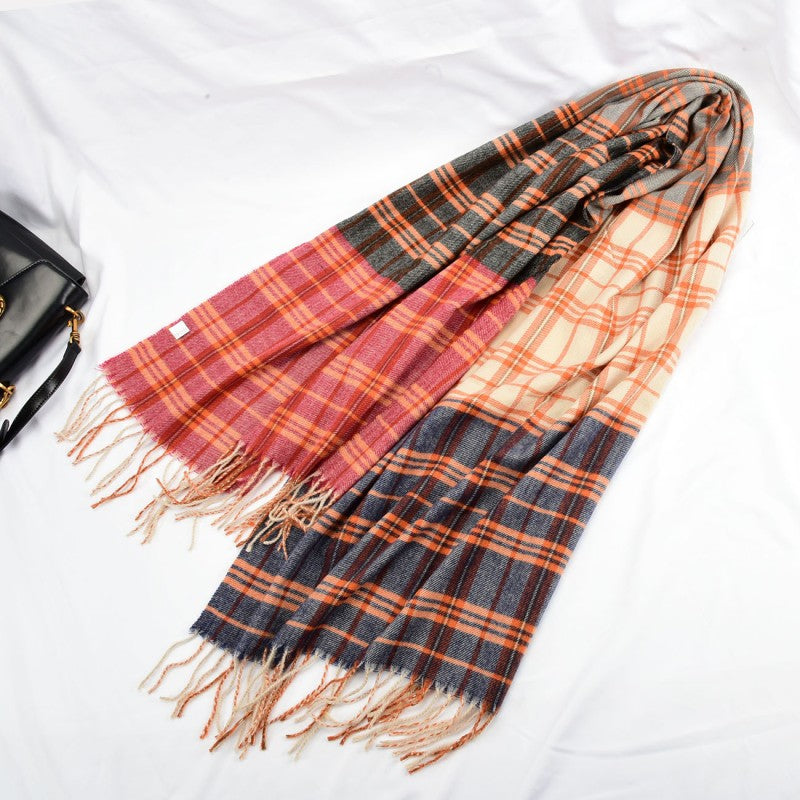 Timeless Plaid Cashmere Scarf-RED