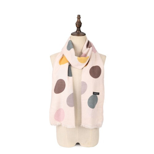 SF1330-BEIGE Soft-Touch Scarf With Colorful Dots Decorated Cashmere