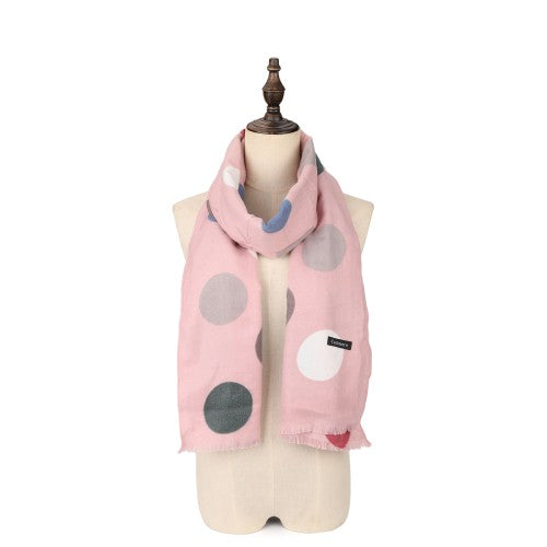 SF1330-PINK Soft-Touch Scarf With Colorful Dots Decorated Cashmere