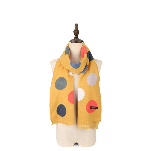 SF1330-YELLOW Soft-Touch Scarf With Colorful Dots Decorated Cashmere