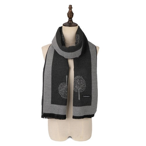 SF1404 GREY Cashmere Scarf With Dandelion Design