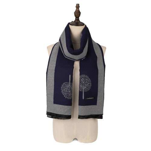 SF1404 NAVY Cashmere Scarf With Dandelion Design