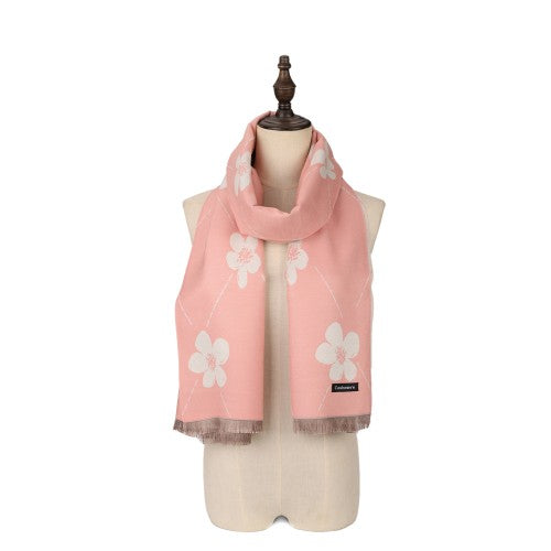 SF1509-PINK Cashmere Scarf With Floral Pattern