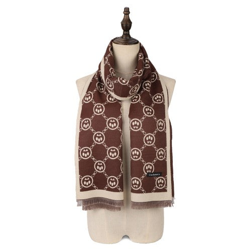 SF1510-BROWN Cashmere Scarf With Claw Pattern