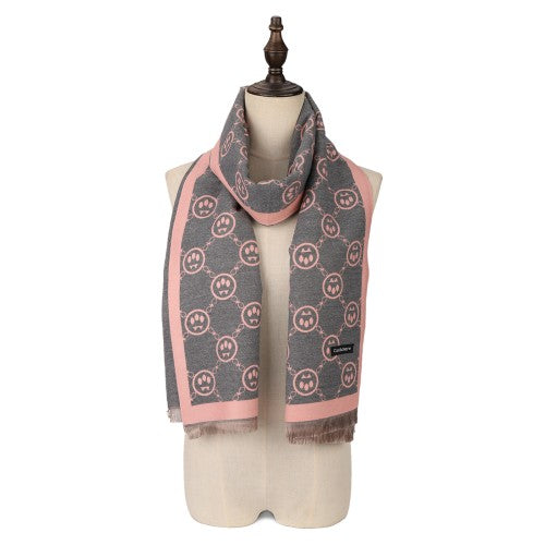 SF1510-PINK Cashmere Scarf With Claw Pattern