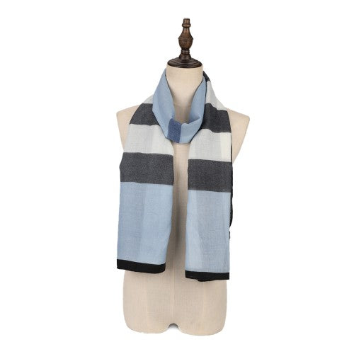 SF1587-BLUE Bold Striped Print Scarf