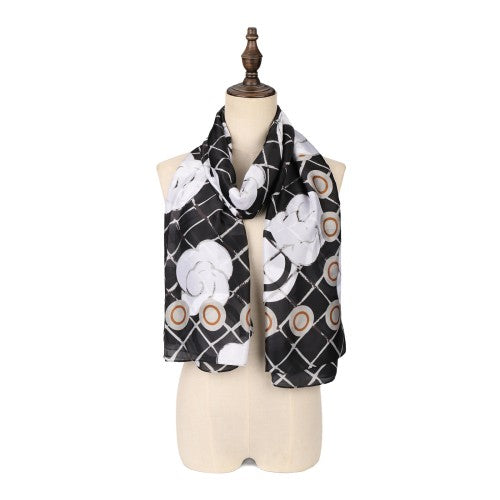 SF1588-BLACK Circles and Squares Print Scarf