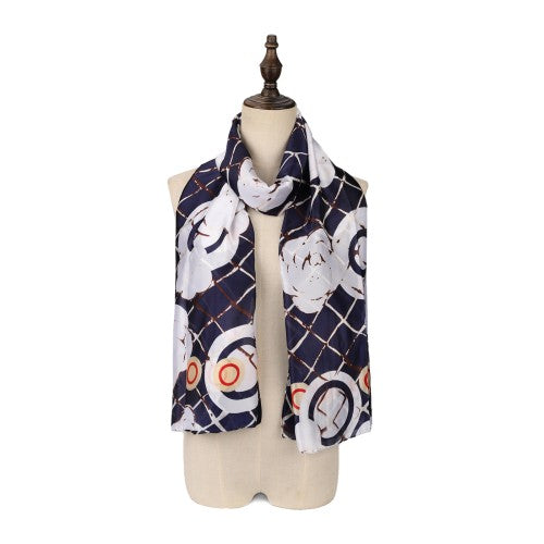 SF1588-BLUE Circles and Squares Print Scarf