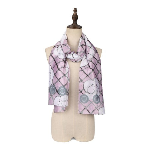 SF1588-PURPLE Circles and Squares Print Scarf