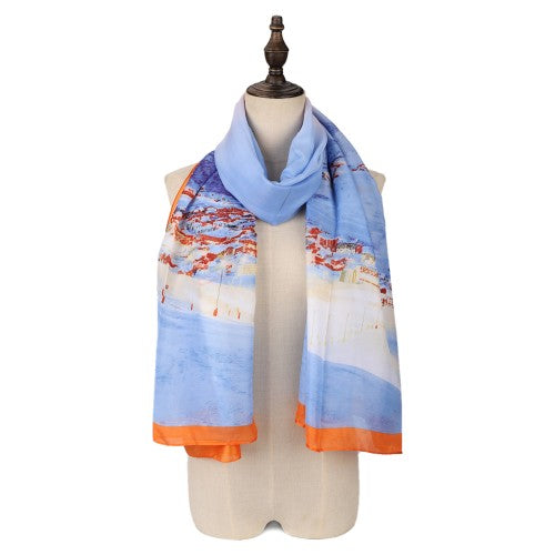 SF1603-BLUE Snow Country Landscape Scarf