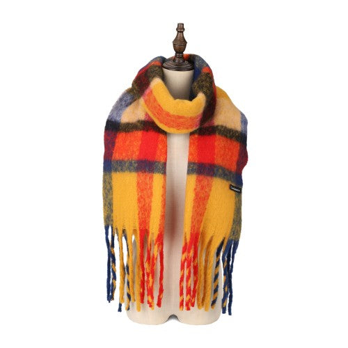 SF1607-YELLOW Warm Cashmere Scarf with Simple Stripes