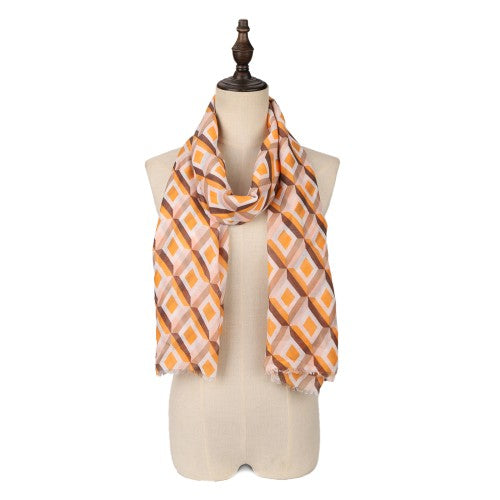 SF1608-ORANGE Dense Diamond Pattern Scarf