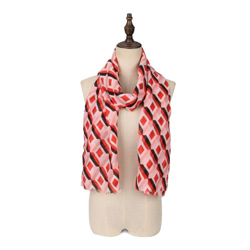 SF1608-RED Dense Diamond Pattern Scarf