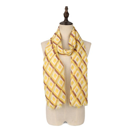 SF1608-YELLOW Dense Diamond Pattern Scarf