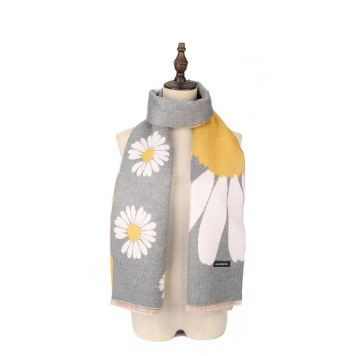 SF1614-GREY Bright Floral Pattern Scarf