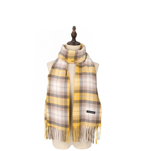 SF1617-YELLOW Striped Warm Cashmere Scarf