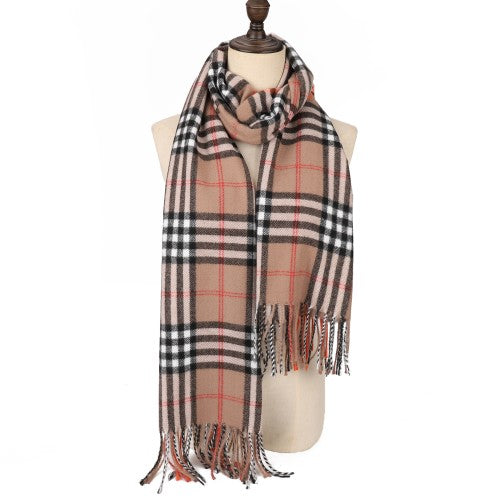 SF1620-ORANGE Striped Warm Cashmere Scarf