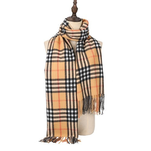 SF1620-YELLOW Striped Warm Cashmere Scarf