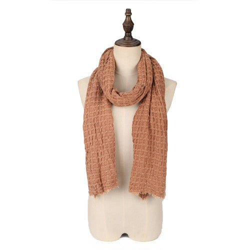 SF1621-BROWN Knitted Style Scarf