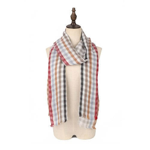 SF1625-GREY Chequered Printed Scarf