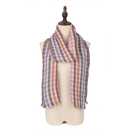 SF1625-PINK Chequered Printed Scarf