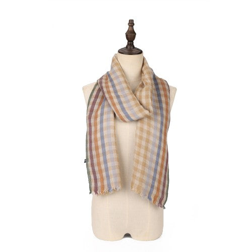 SF1625-YELLOW Chequered Printed Scarf