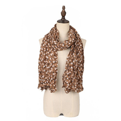 SF1630-KHAKI Dense Floral Pattern Scarf