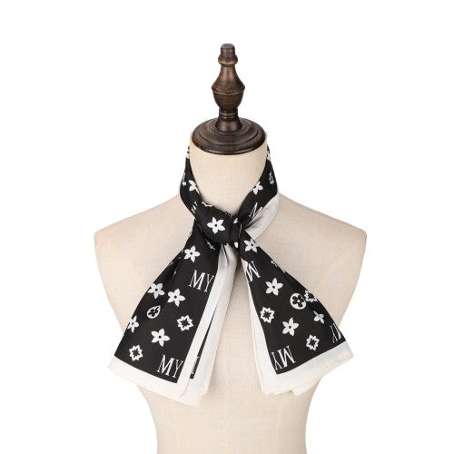 SF1644-BLACK Dense Luxury Logo 90X90 Square Scarf