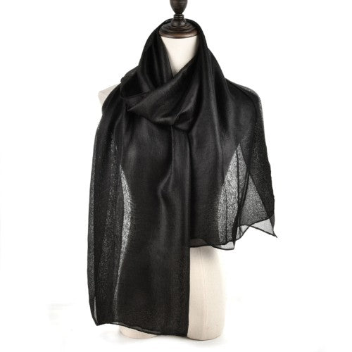 SF944 Black - Fashion Women Solid Light Scarf