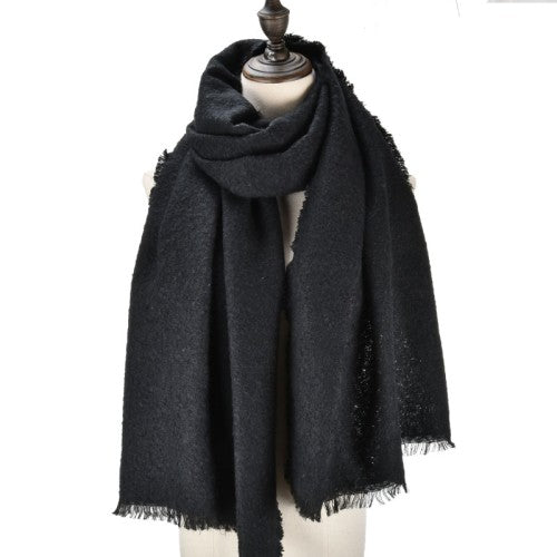 SF985 Black - Women Plain Long Supersoft Scarf